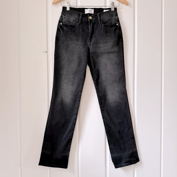 NWOT Frame Le High Straight in Marcel Dip (Washed Black) - Picture 2 of 5